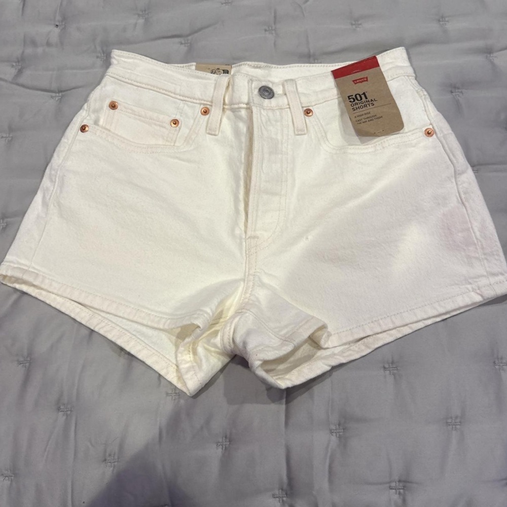 Levi 501 Jean Shorts - White